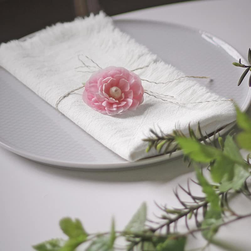  Linen Dinner Napkins | Frayed Edge Cotton Napkins | Aprons and More